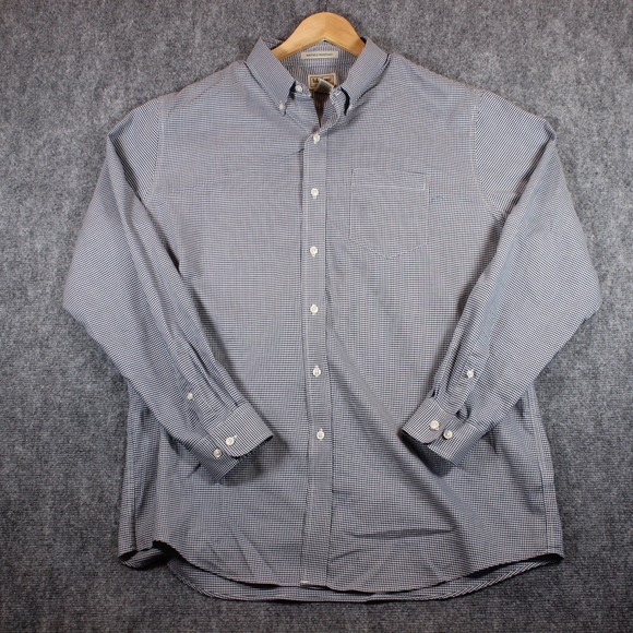 L.L.Bean Shirt Men L Blue Button Down Checkered Pocket Regular Fit Cotton #AB562 - Picture 2 of 5